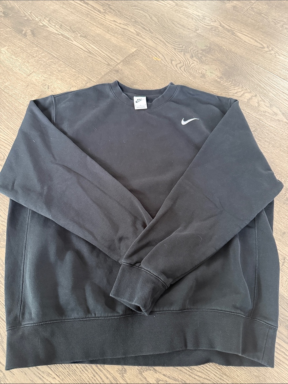Nike Men's Black Crewneck Sweatshirt with White Swoosh